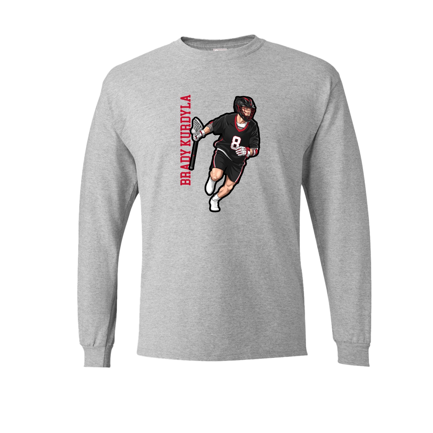 Long Sleeve Tee — Name Vertical in Grey