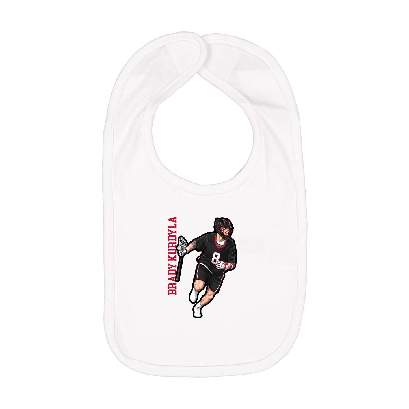 Infant Bib — Name Vertical in White