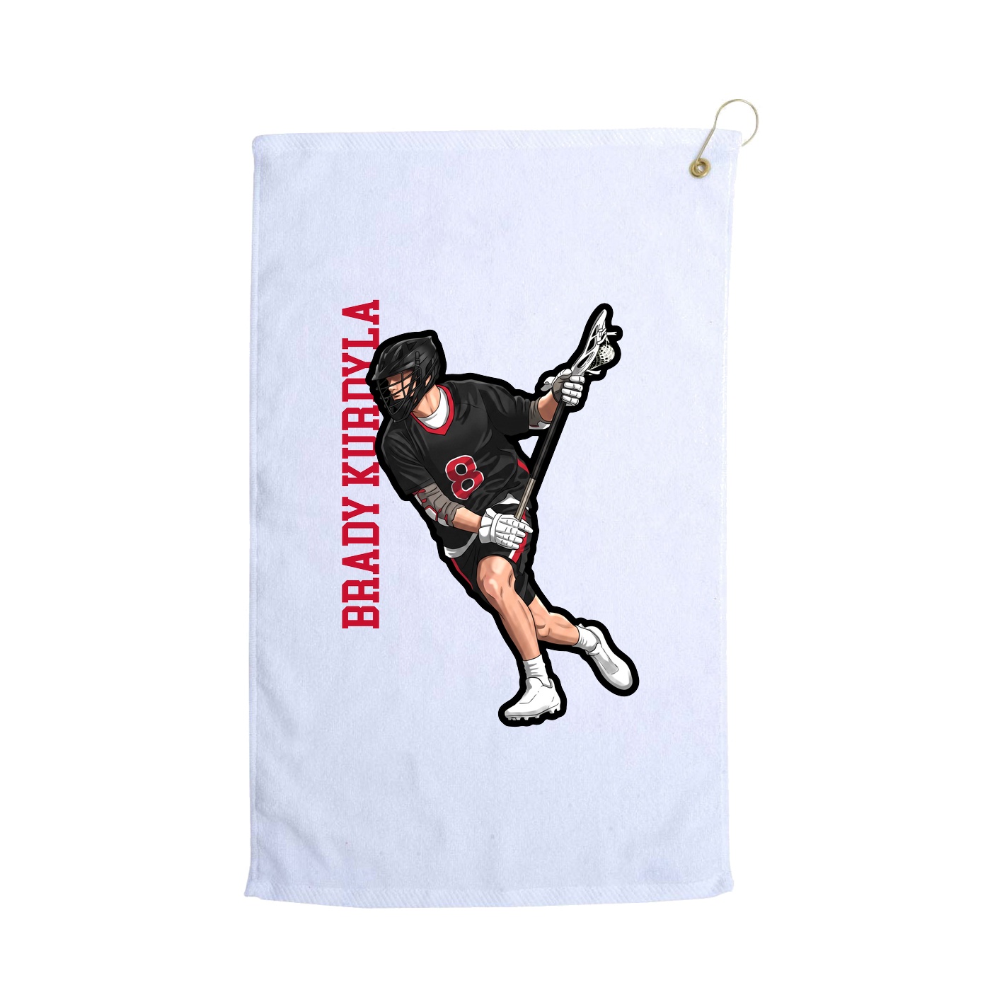 Golf Towel — Name Vertical in White