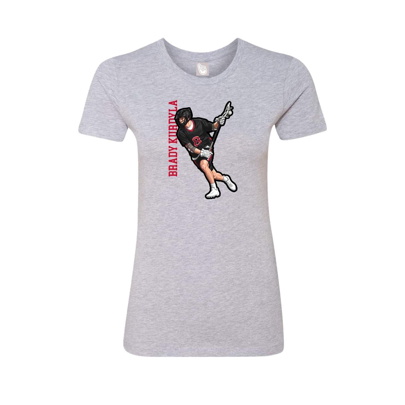 Fitted Women's Tee — Name Vertical in Grey