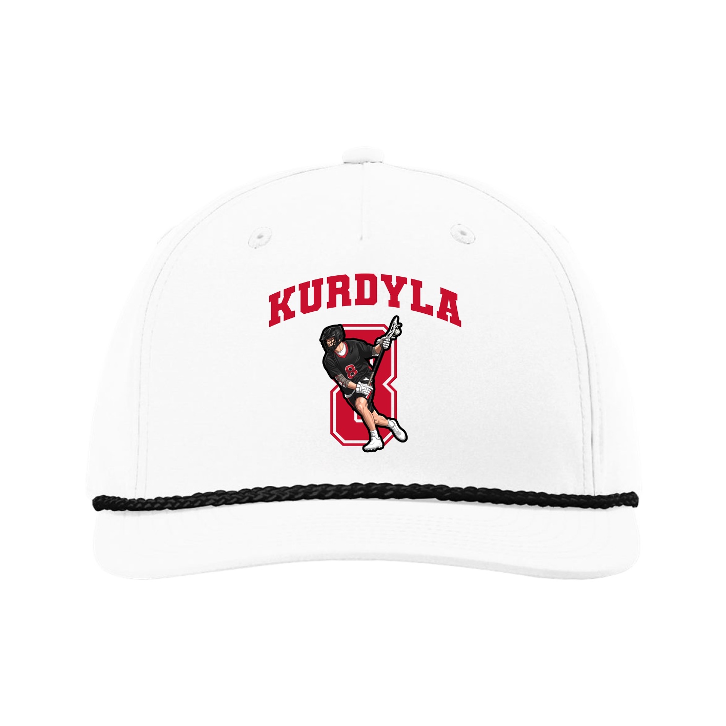 Five-Panel Classic Rope Cap — Number in White