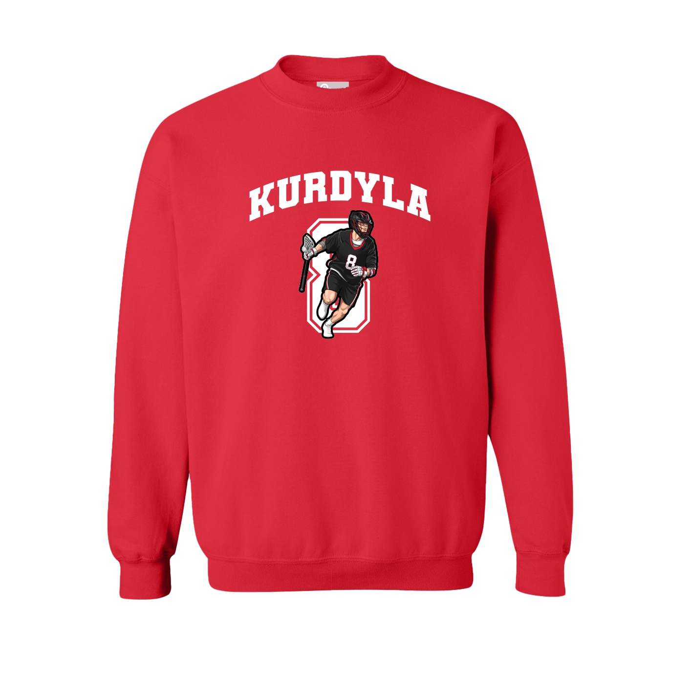 Fleece Crew — Number in Red