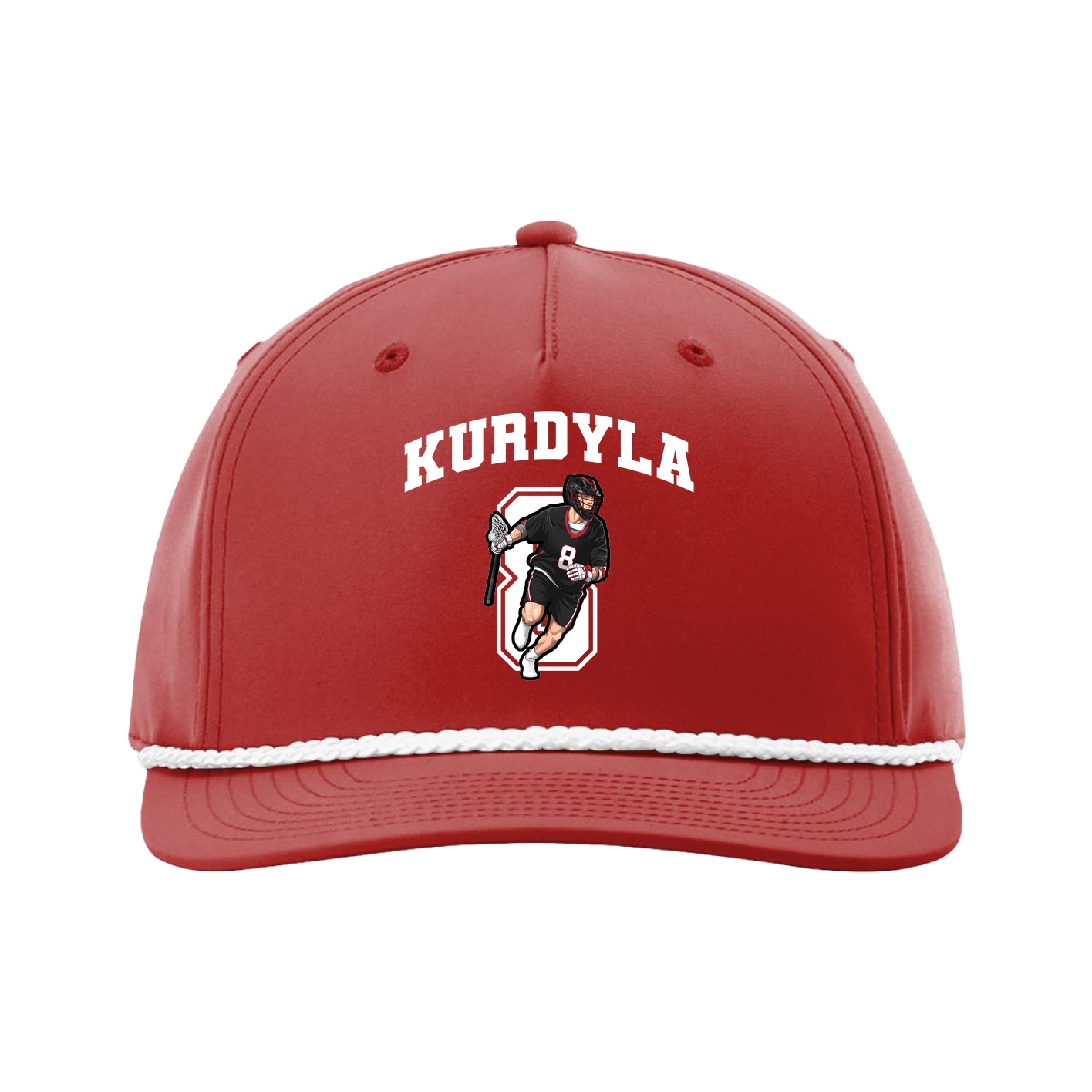 Five-Panel Classic Rope Cap — Number in Red