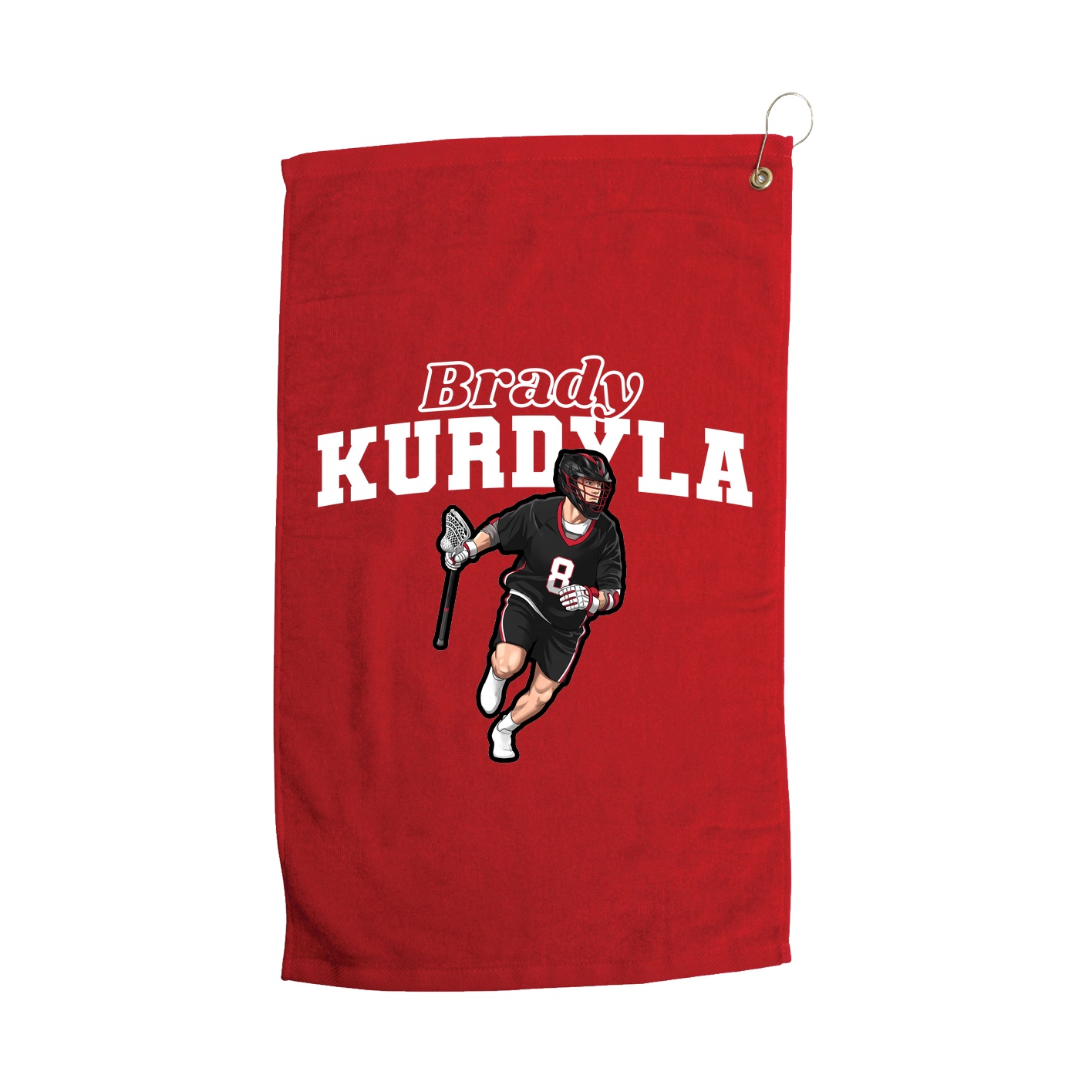 Golf Towel — Name Arch in Red