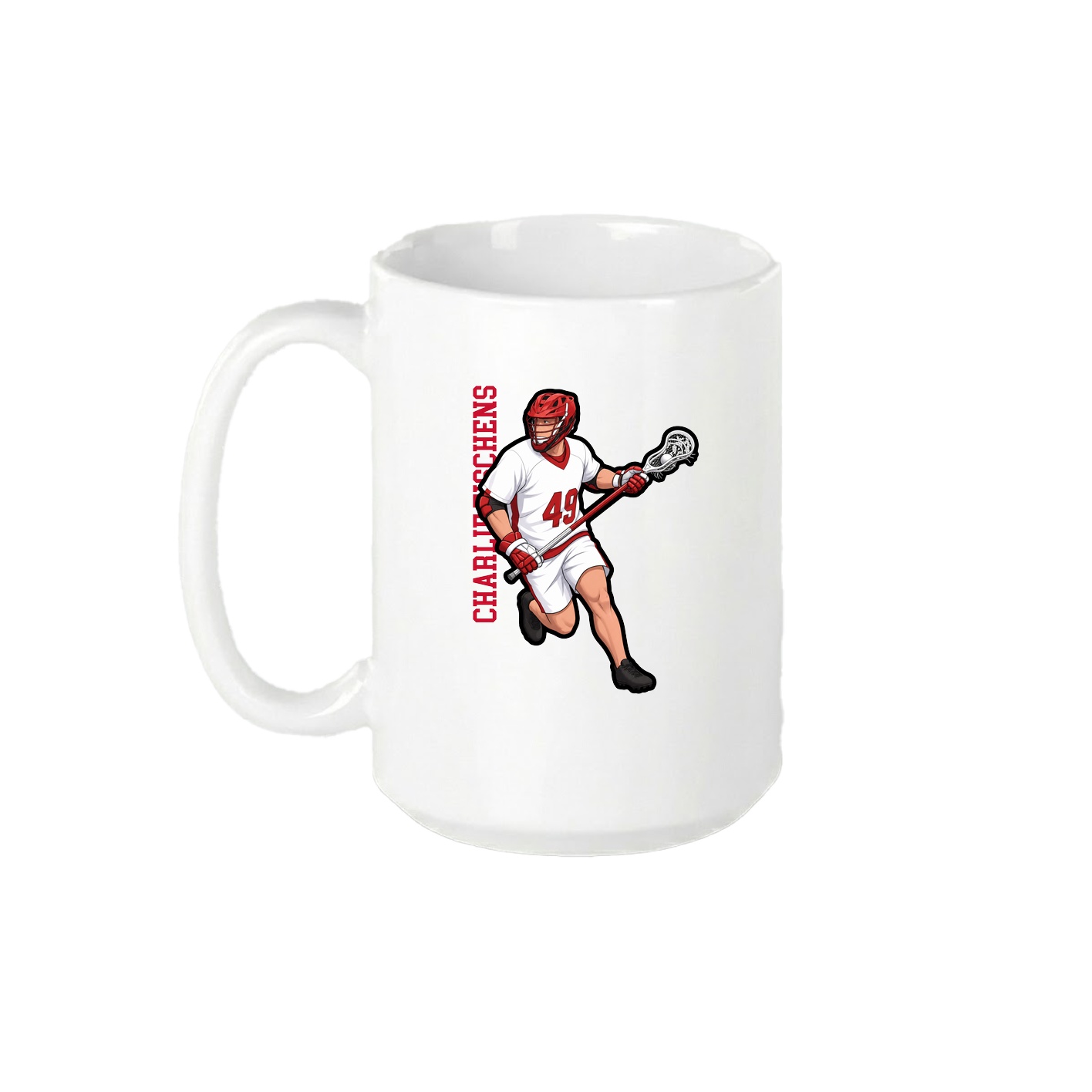 15oz Coffee Mug — Name Vertical in White