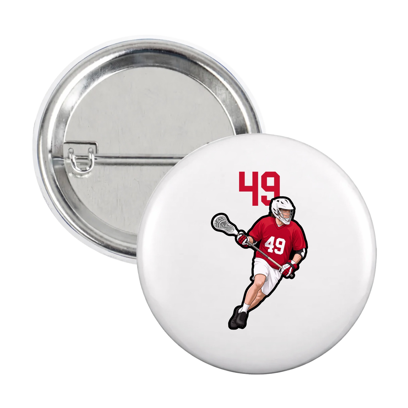 Game Day Button — Number Top in White
