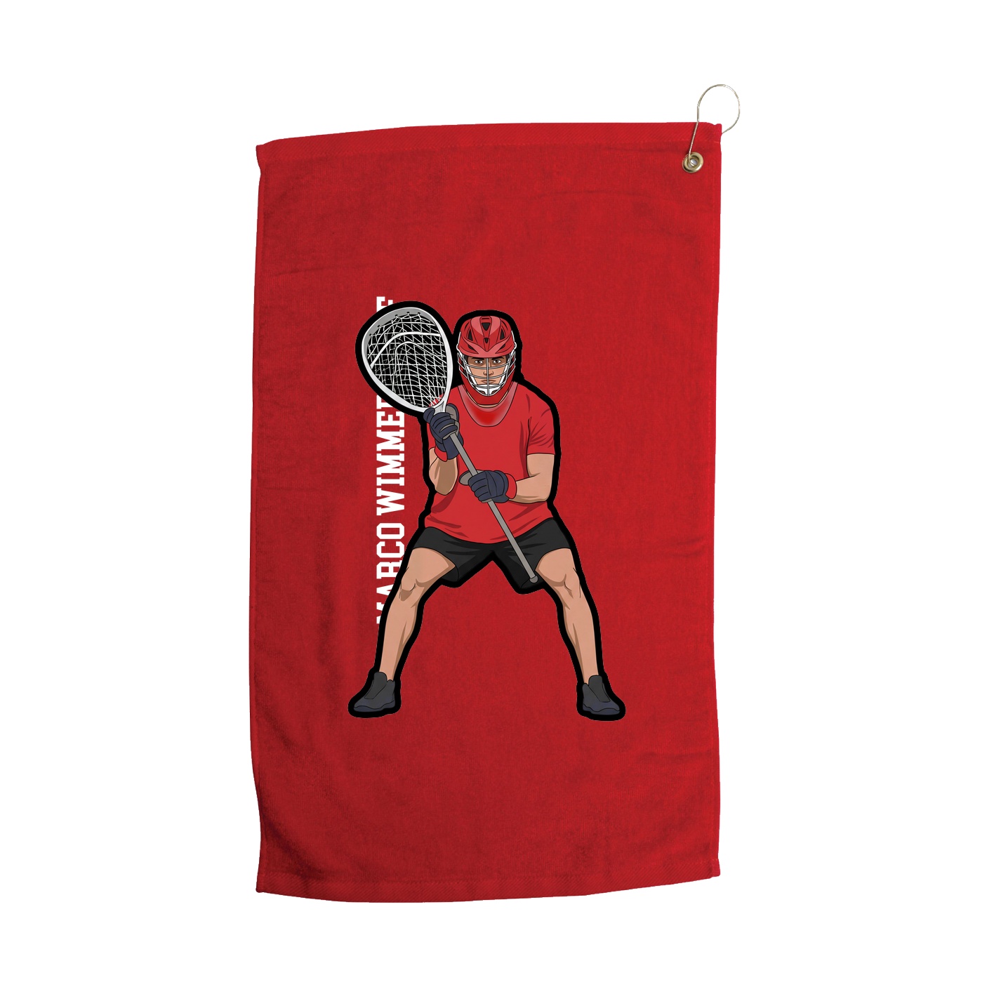 Golf Towel — Name Vertical in Red