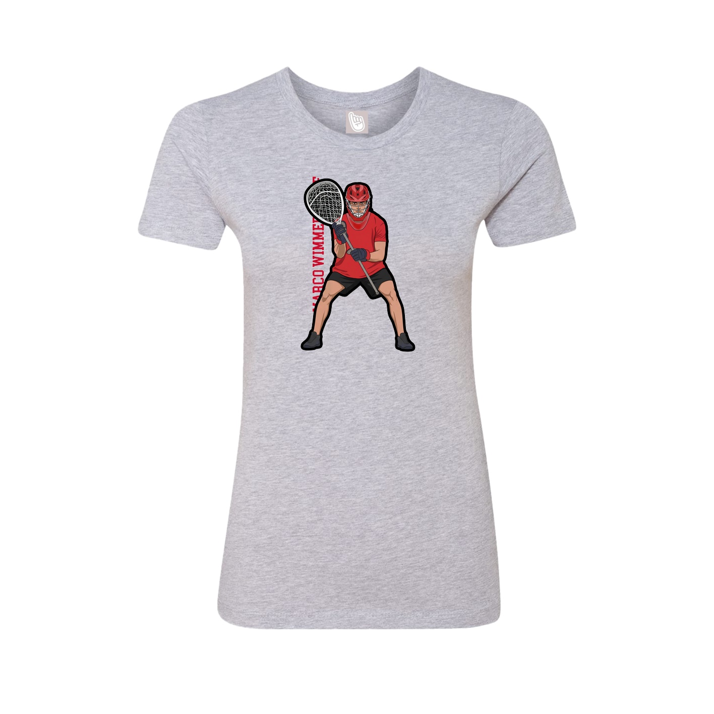 Fitted Women's Tee — Name Vertical in Grey