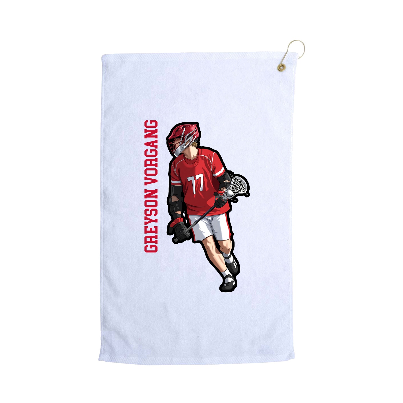 Golf Towel — Name Vertical in White