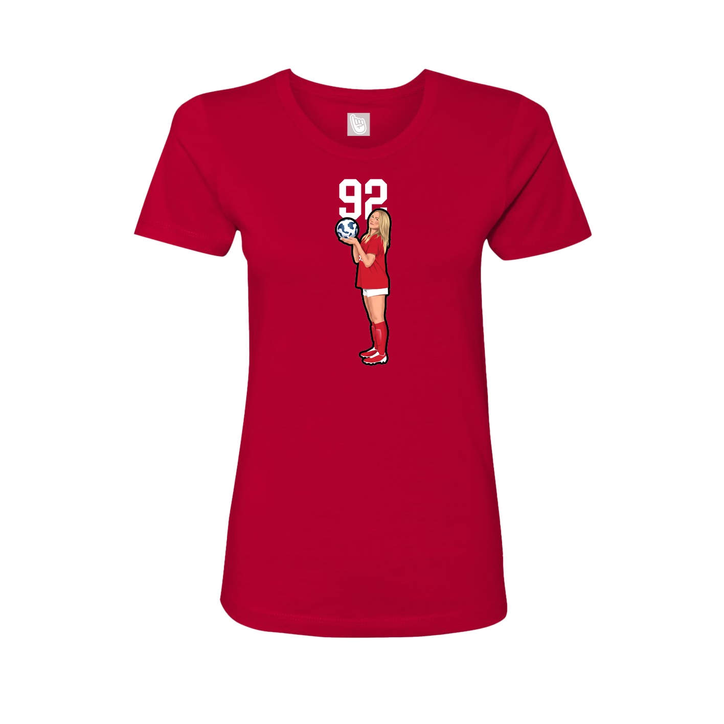 Fitted Women's Tee — Number Top in Red