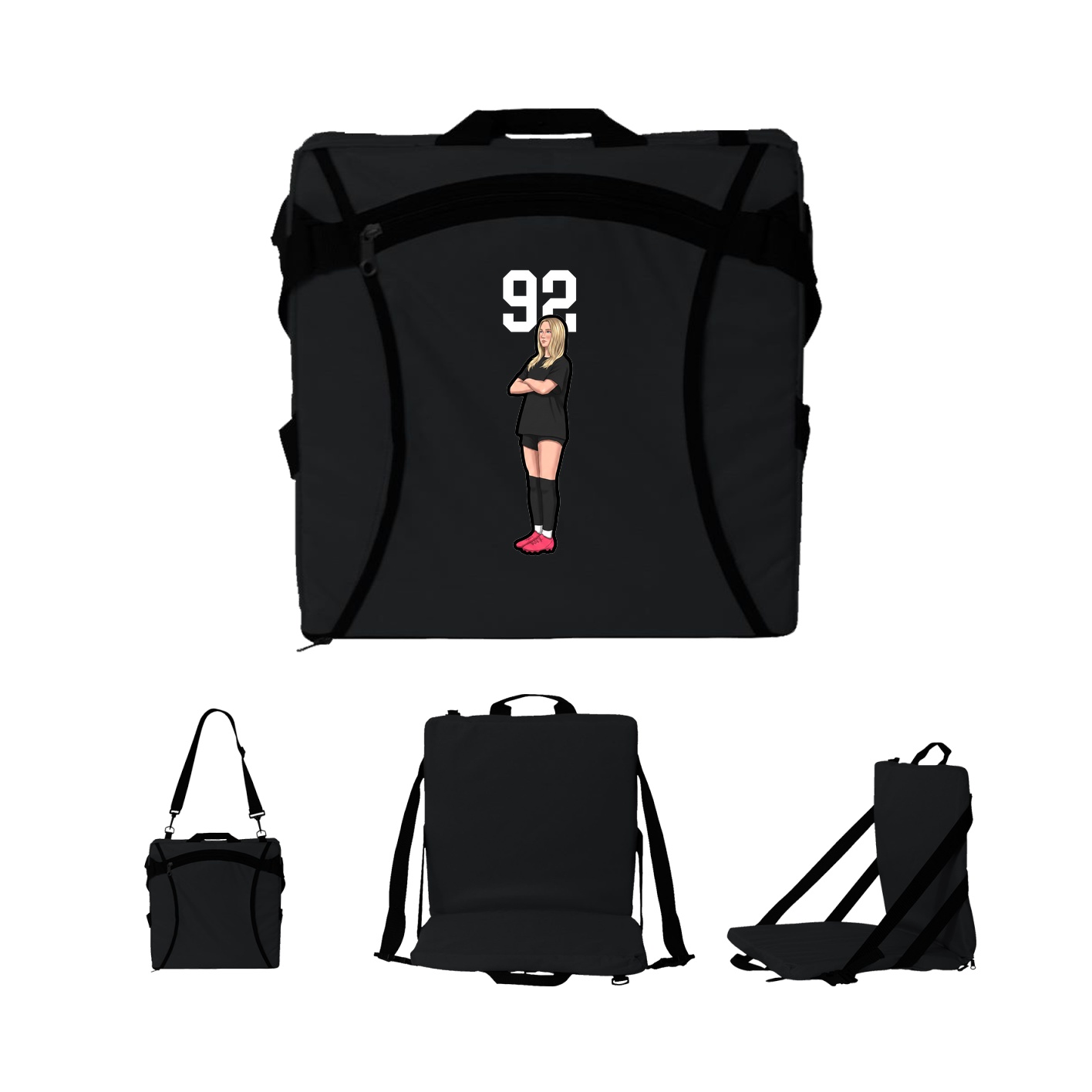 Folding Stadium Seat — Number Top in Black