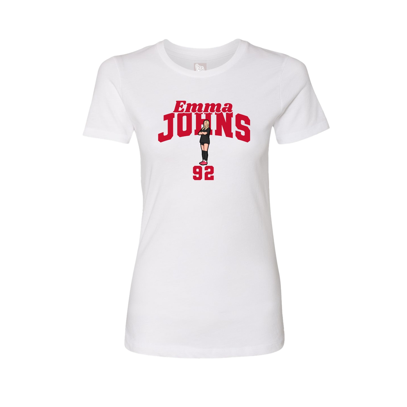 Fitted Women's Tee — Signature Arch in White