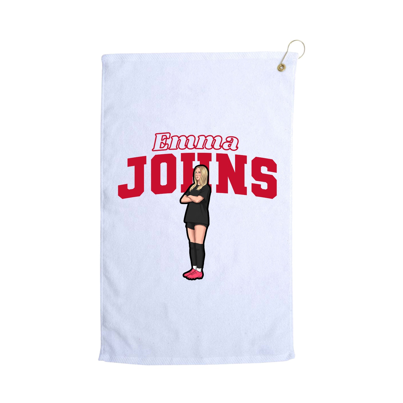 Golf Towel — Name Arch in White