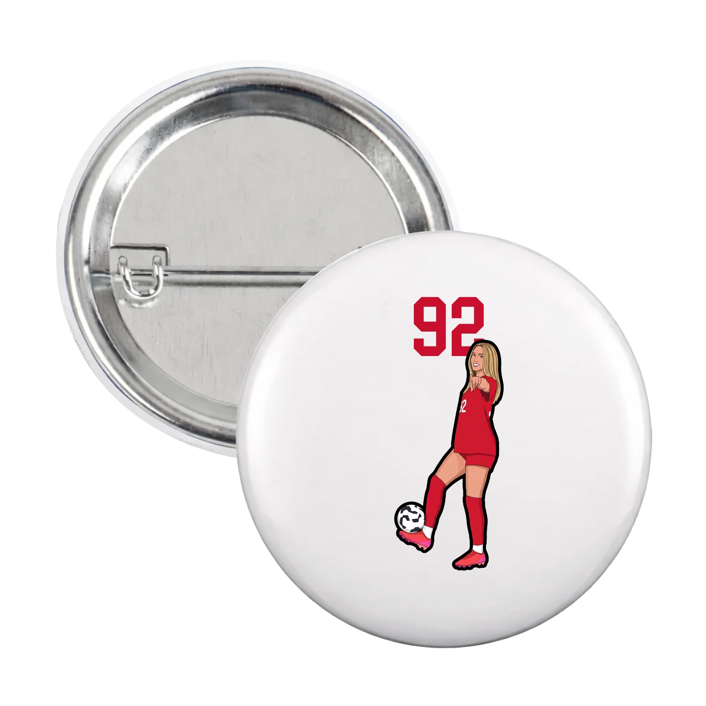 Game Day Button — Number Top in White