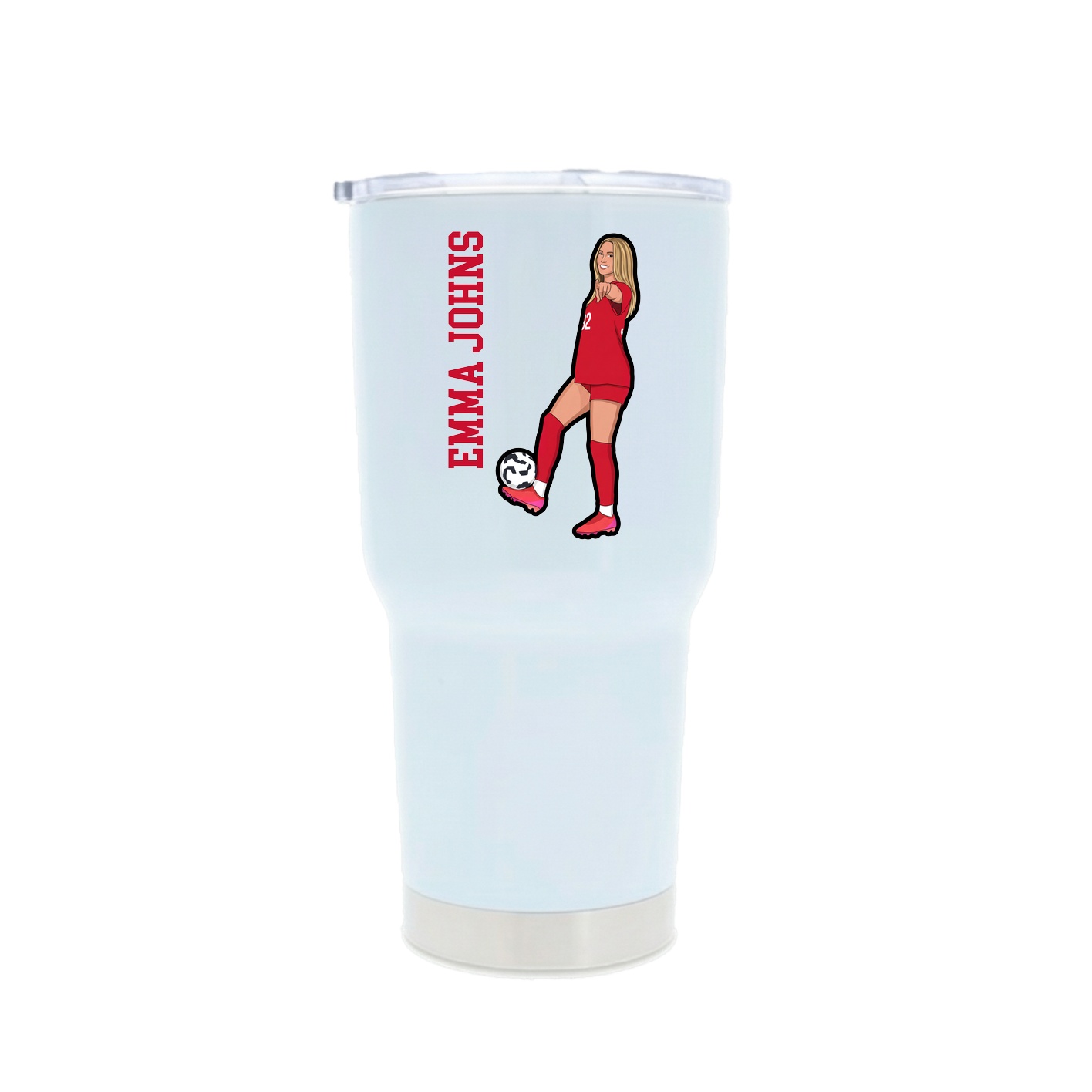 30oz Stainless Steel Tumbler — Name Vertical in White