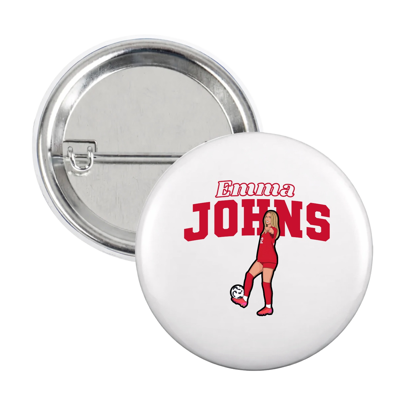 Game Day Button — Name Arch in White