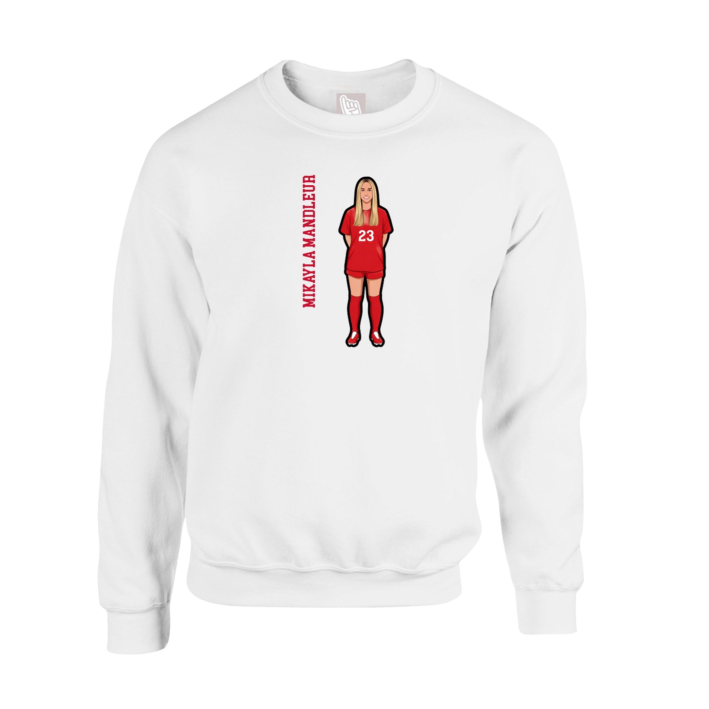 Fleece Crew — Name Vertical in White
