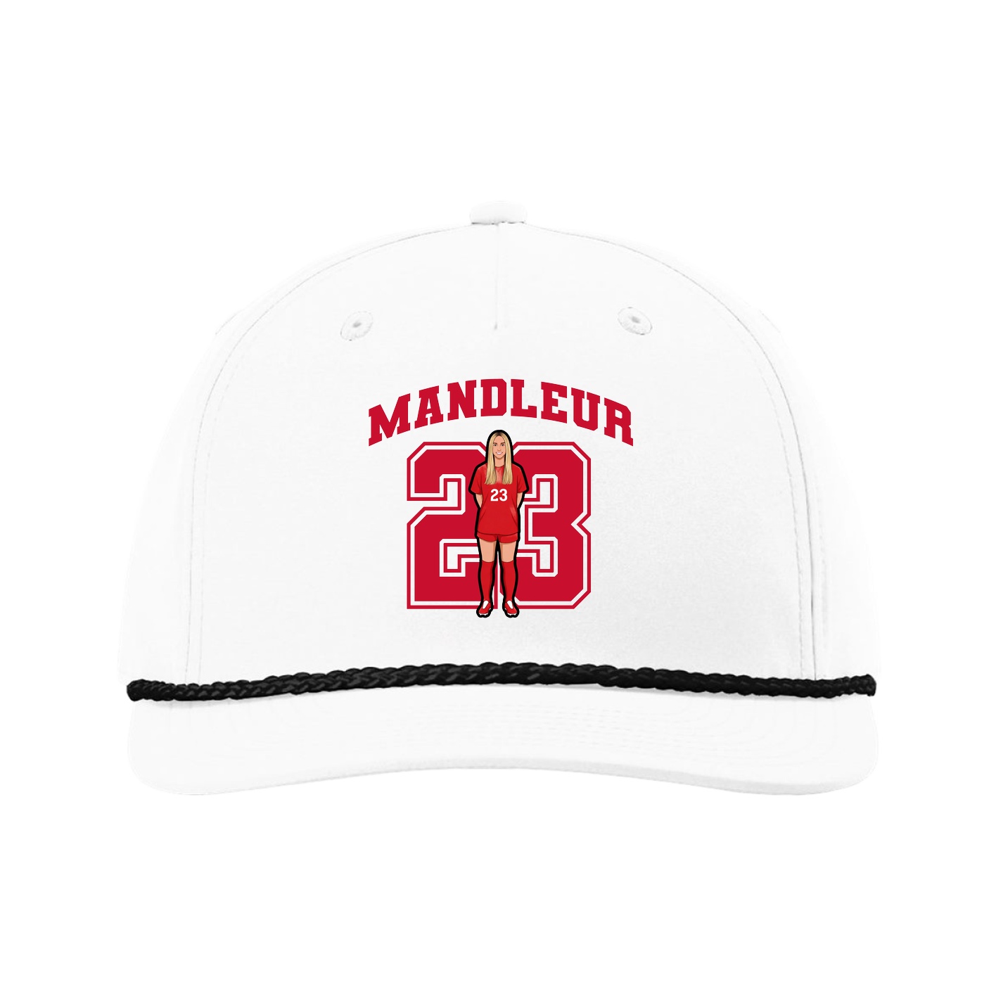 Five-Panel Classic Rope Cap — Number in White