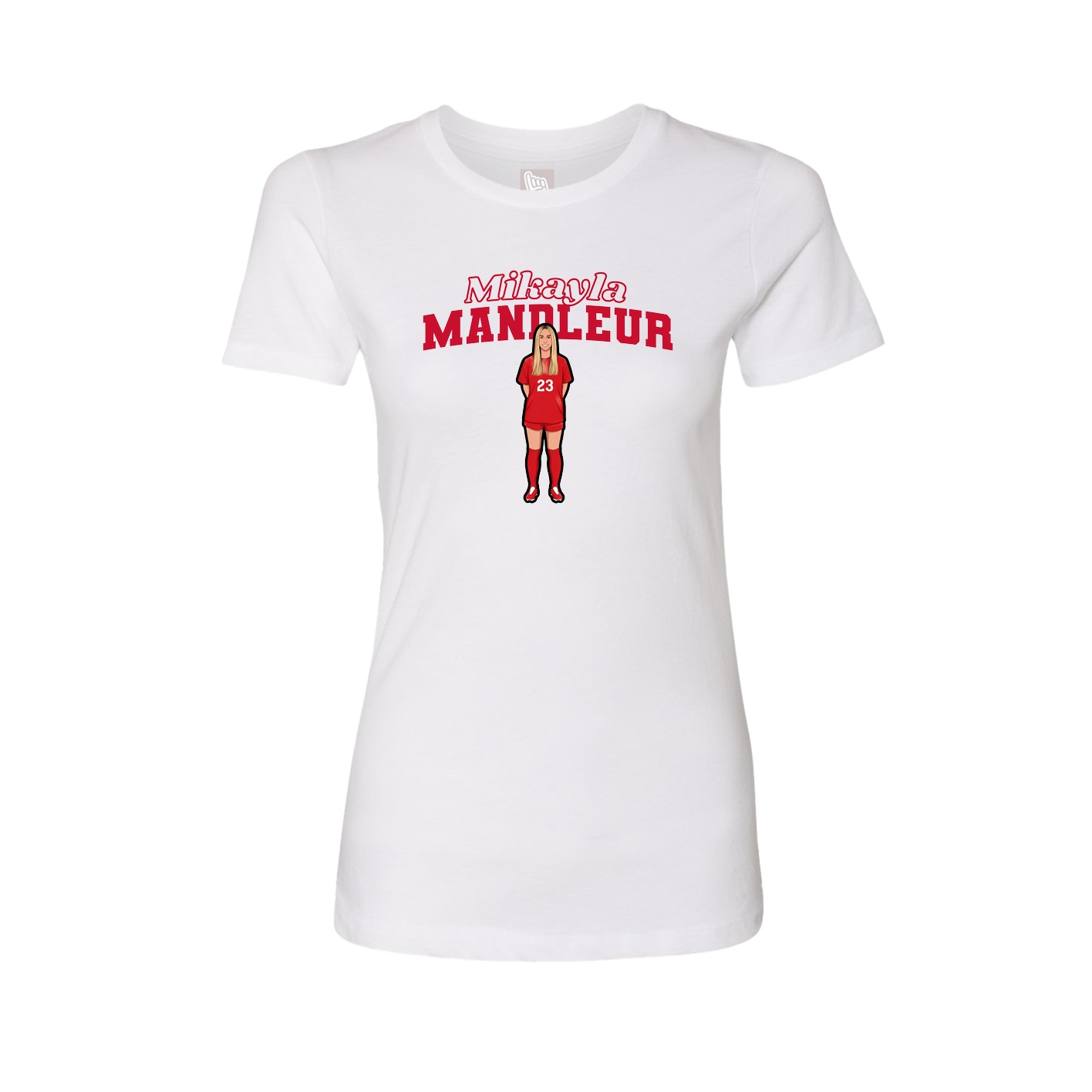 Fitted Women's Tee — Name Arch in White