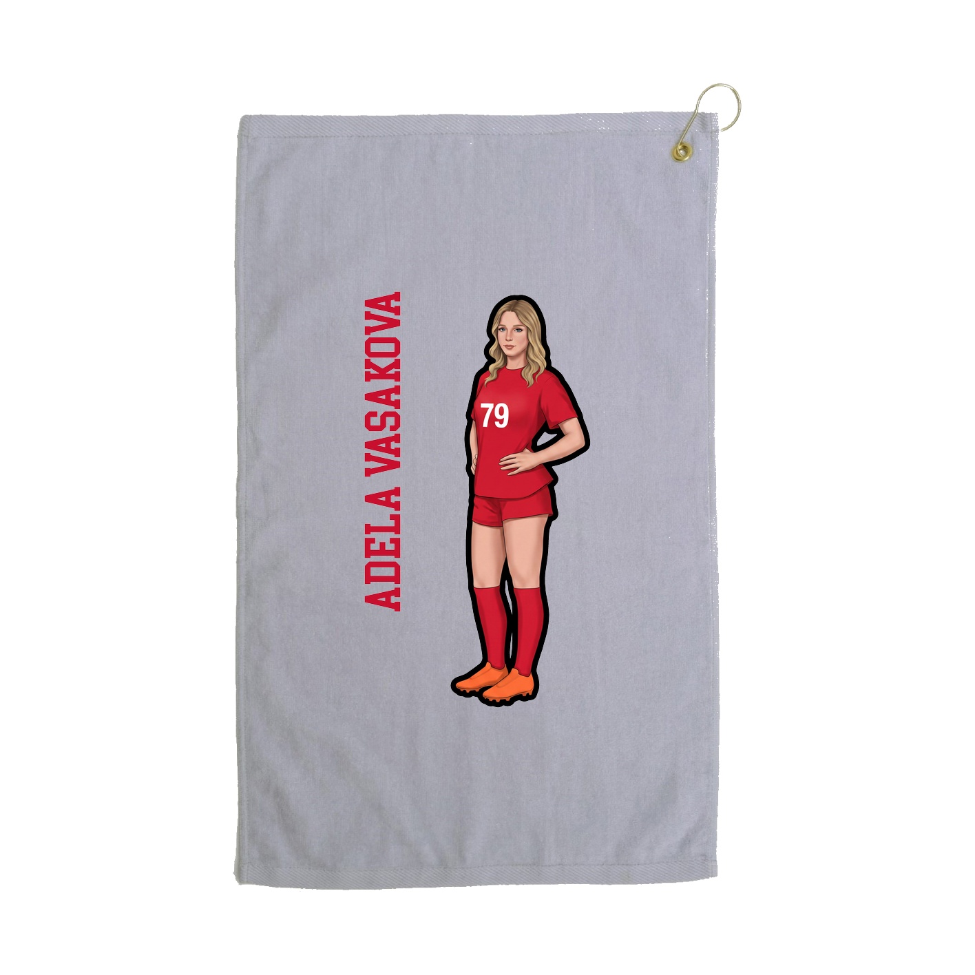 Golf Towel — Name Vertical in Grey