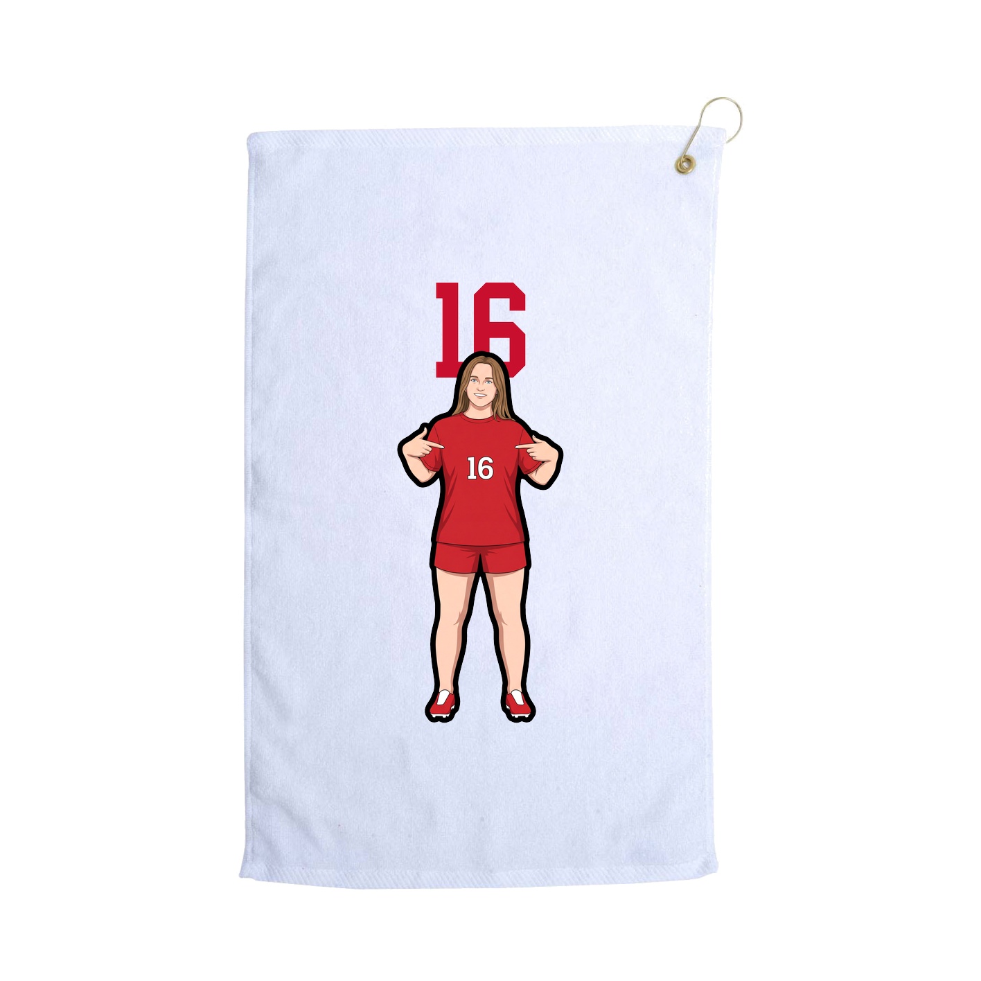 Golf Towel — Number Top in White