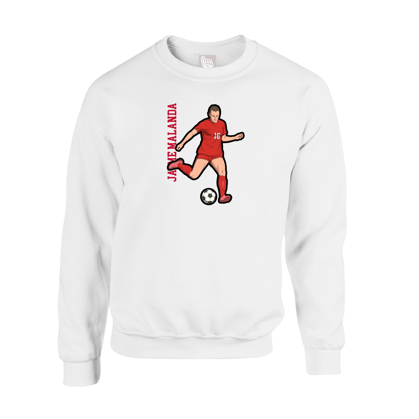 Fleece Crew — Name Vertical in White
