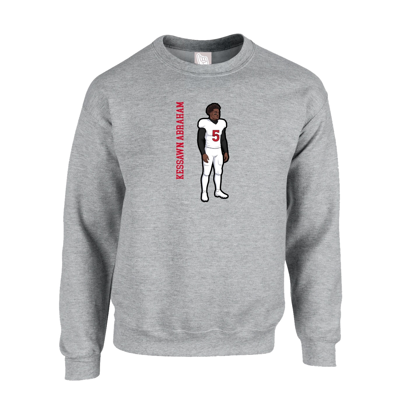 Fleece Crew — Name Vertical in Grey