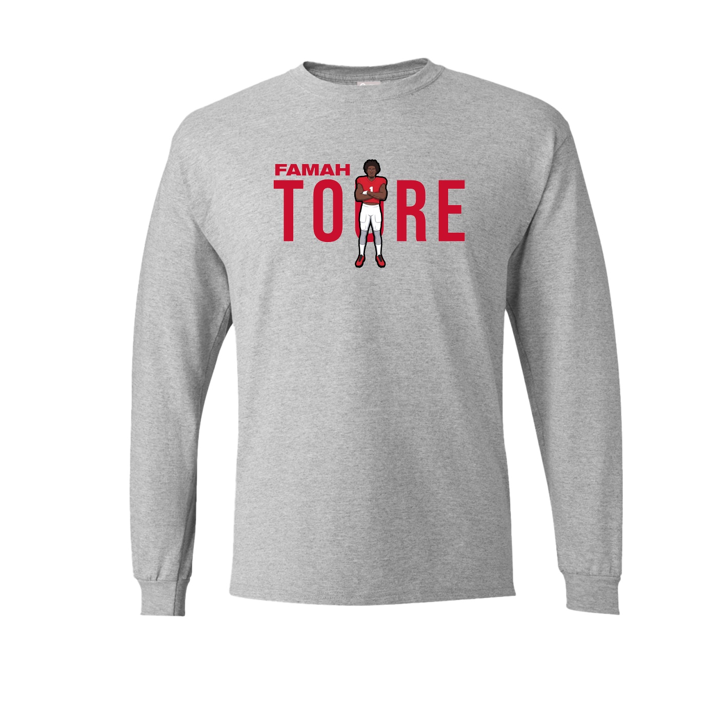 Long Sleeve Tee — Player Name in Grey