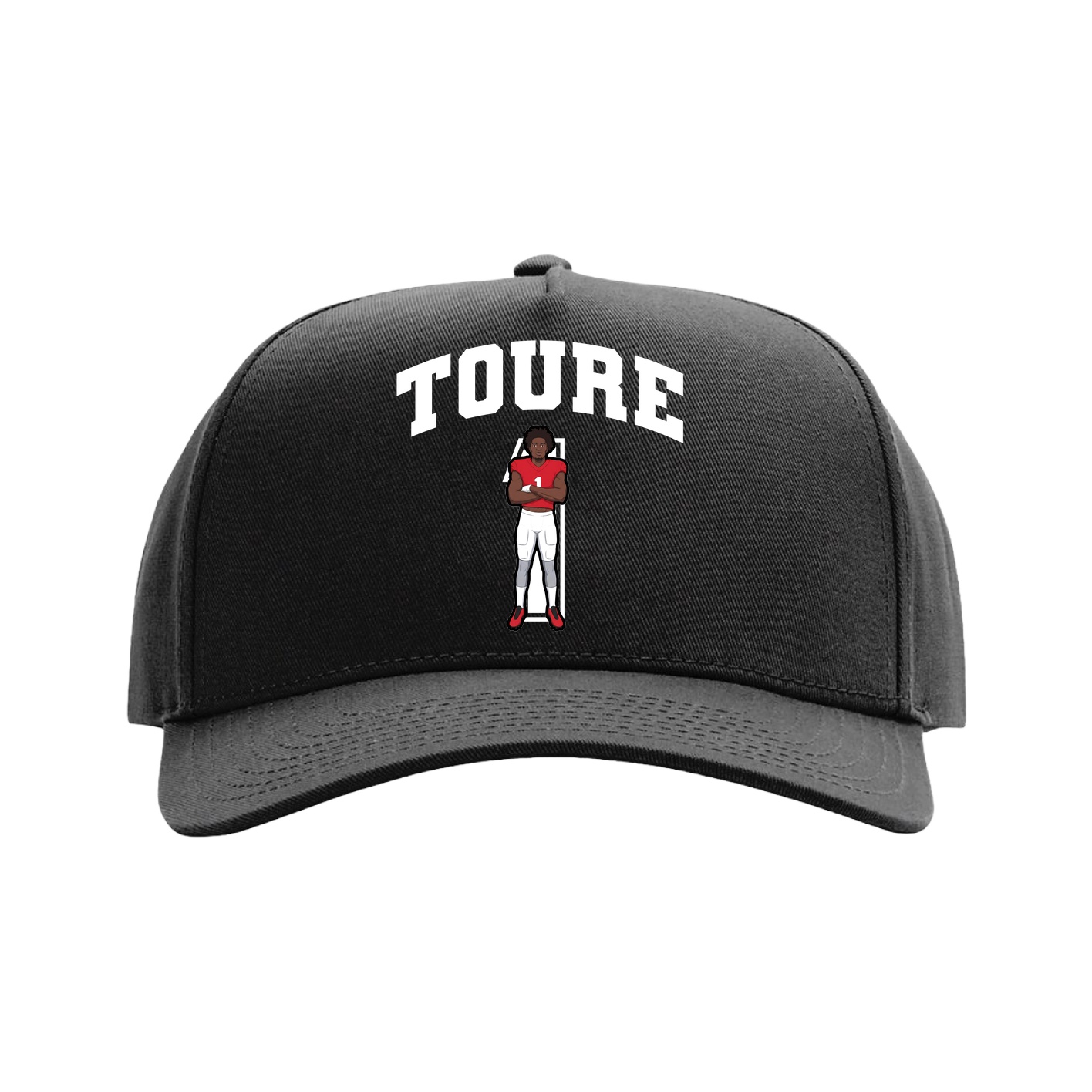 Full Fabric Five-Panel Champ Cap — Number in Black