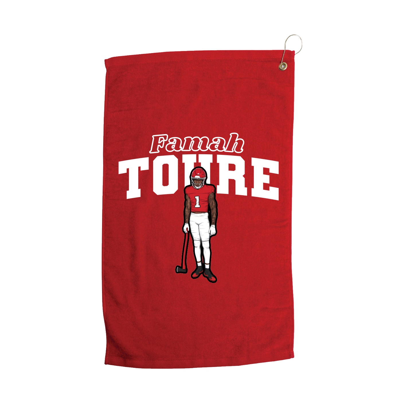 Golf Towel — Name Arch in Red