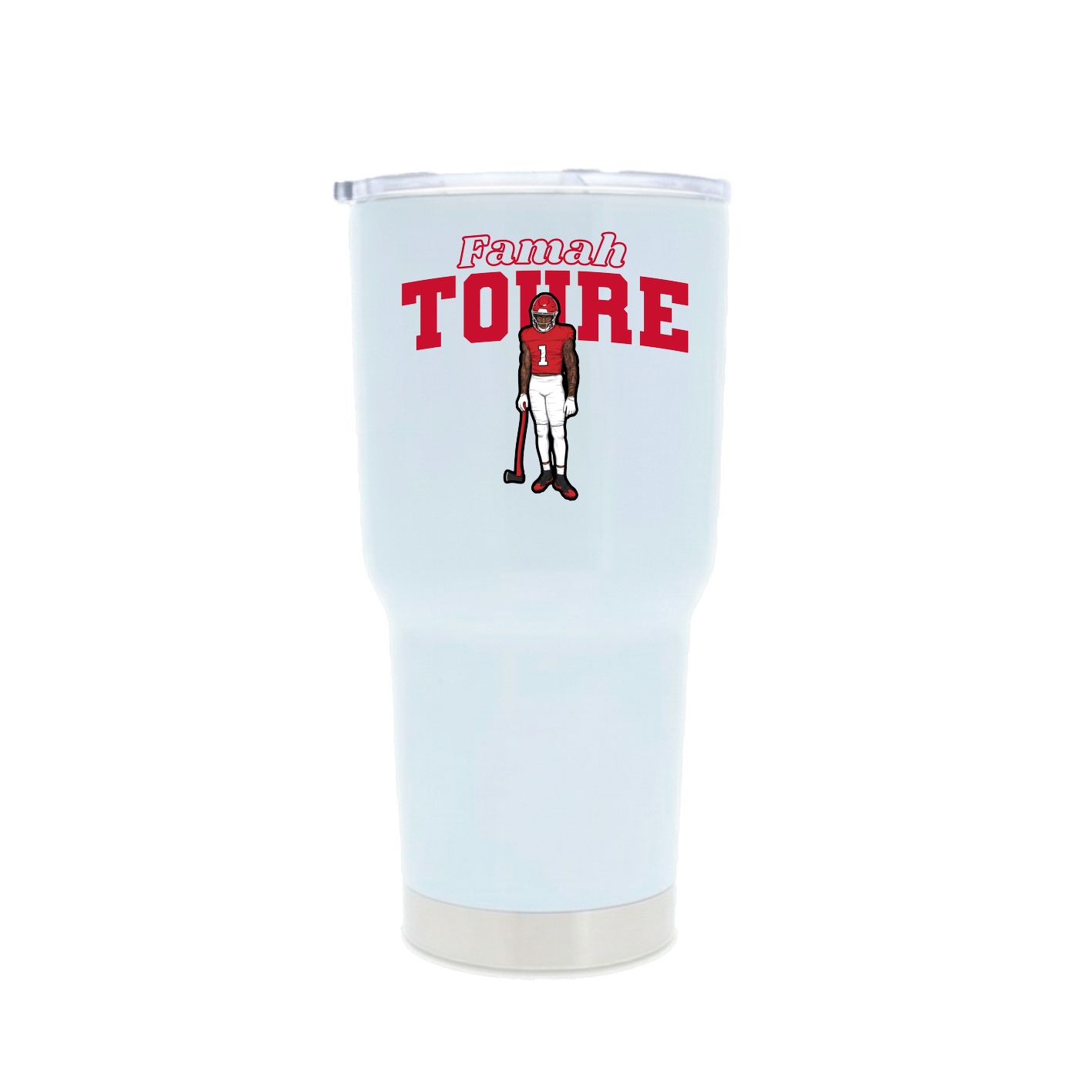 30oz Stainless Steel Tumbler — Name Arch in White