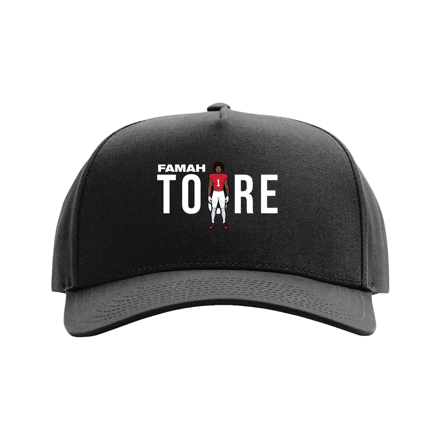 Full Fabric Five-Panel Champ Cap — Player Name in Black