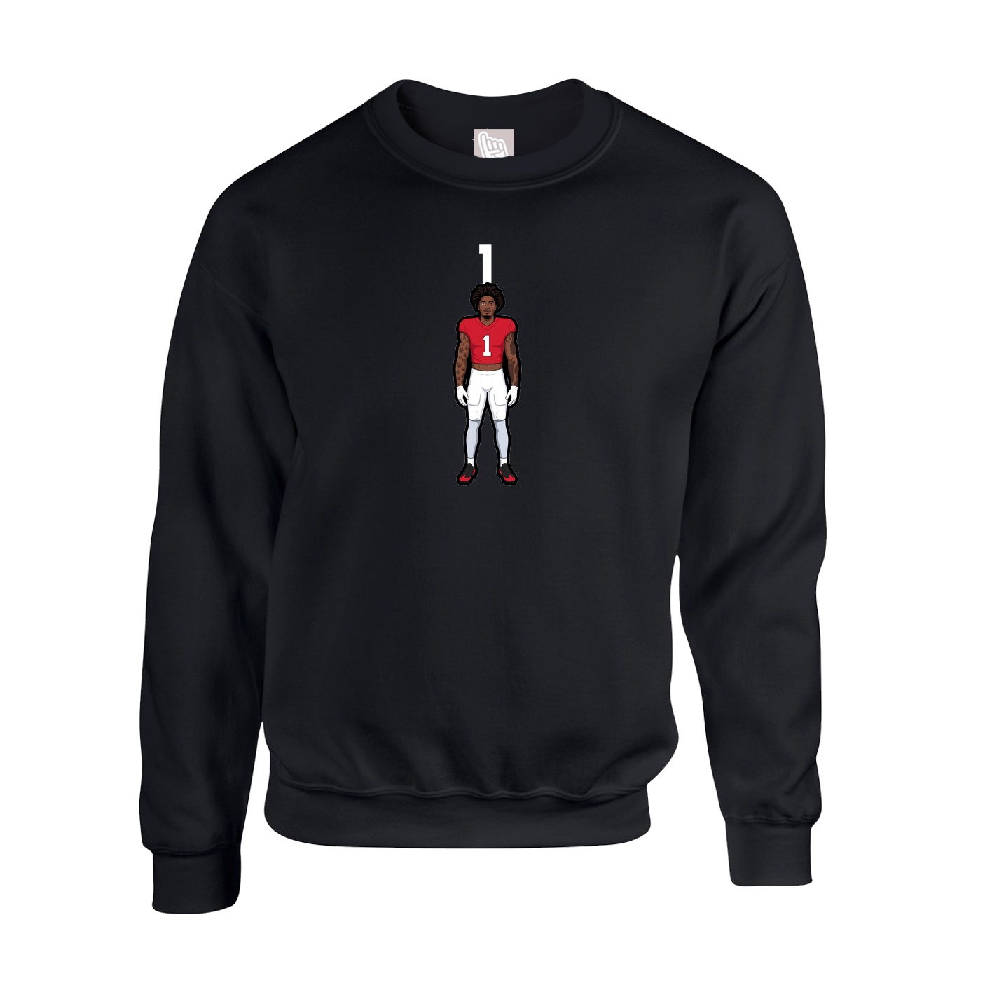 Fleece Crew — Number Top in Black