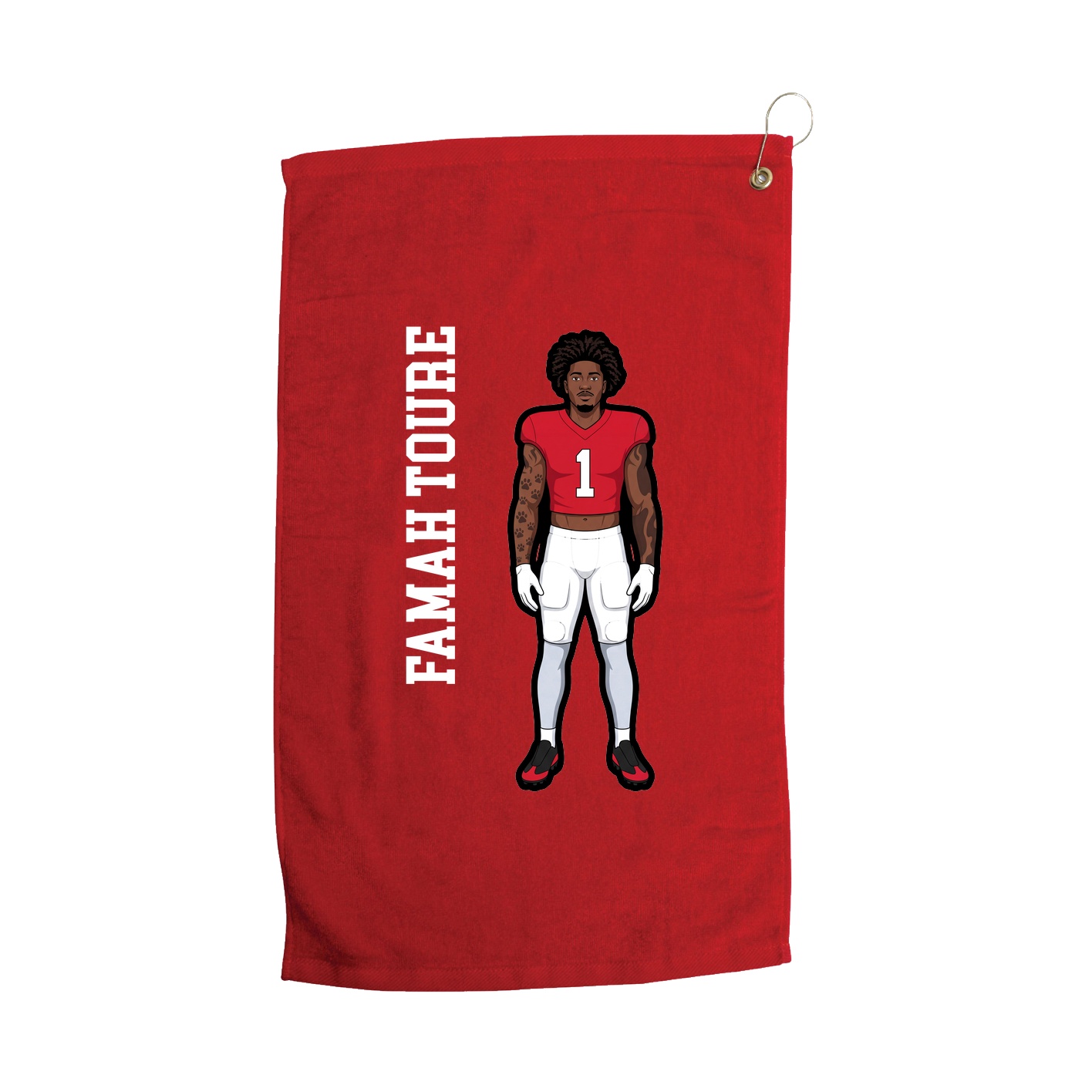 Golf Towel — Name Vertical in Red