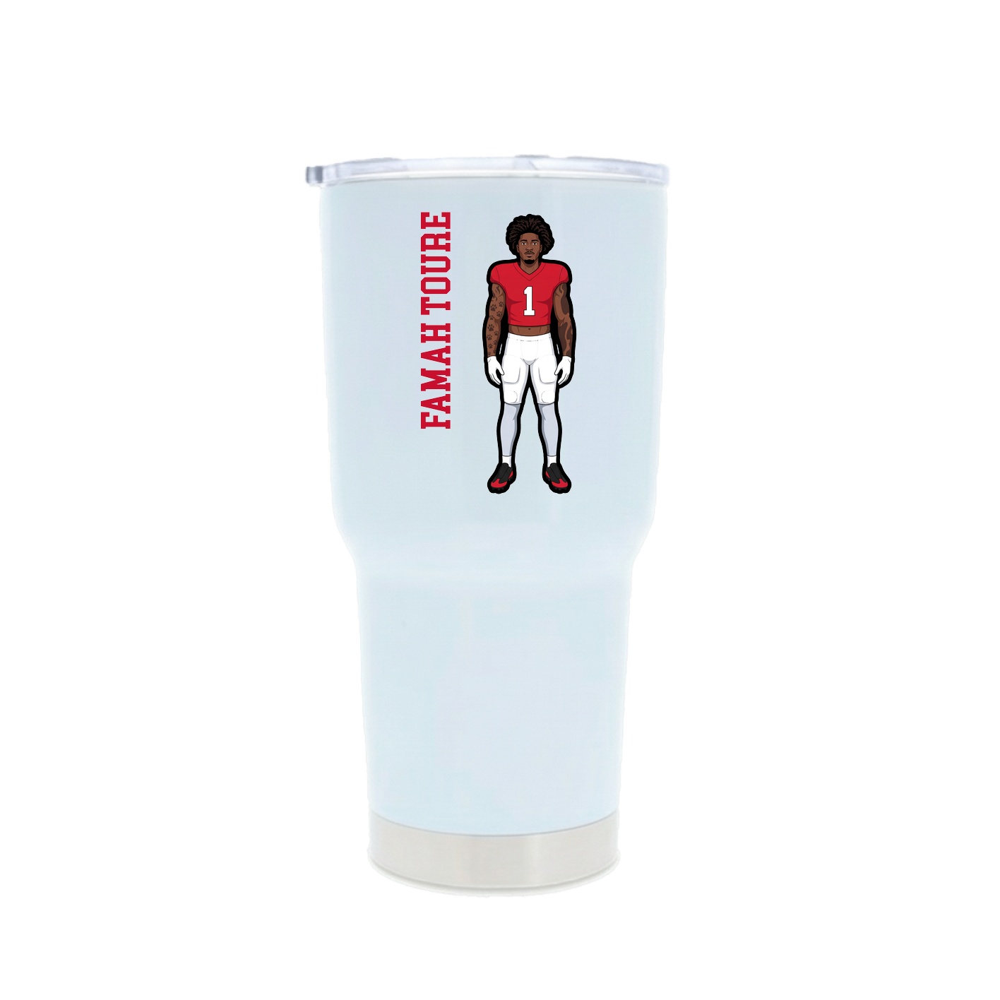 30oz Stainless Steel Tumbler — Name Vertical in White