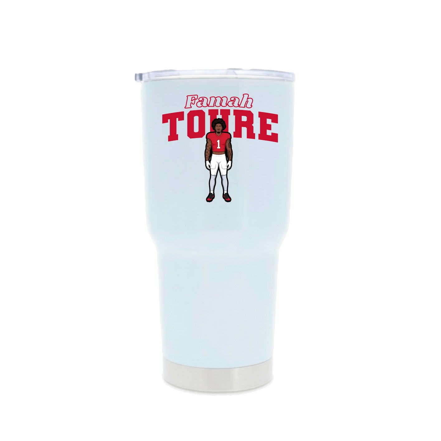 30oz Stainless Steel Tumbler — Name Arch in White