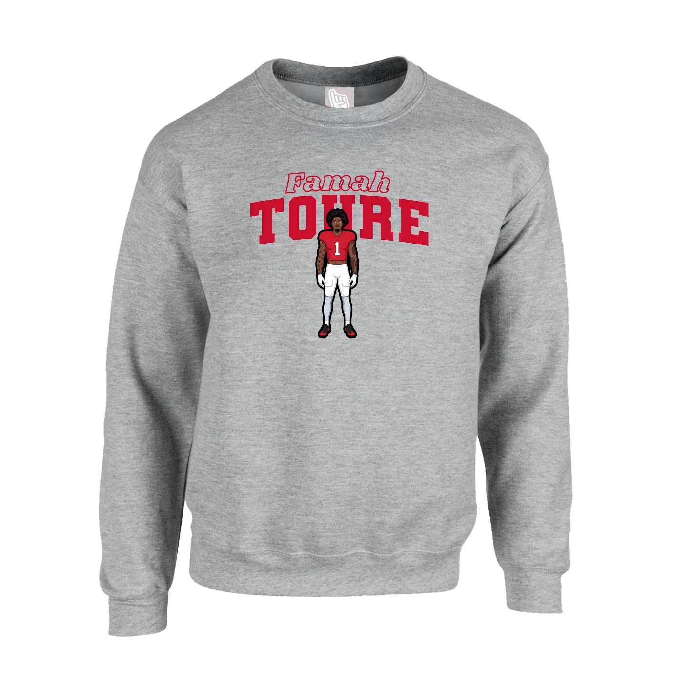 Fleece Crew — Name Arch in Grey