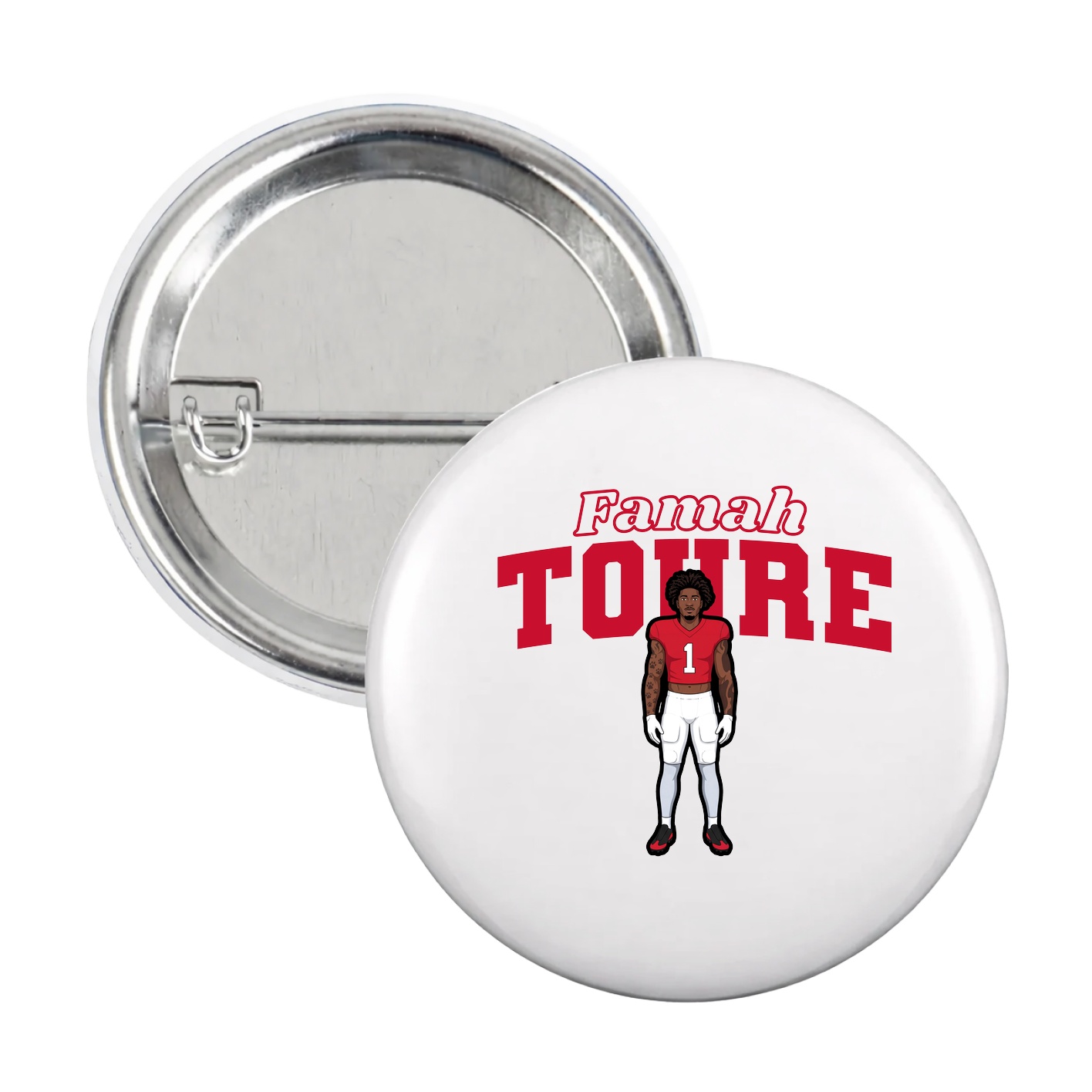 Game Day Button — Name Arch in White