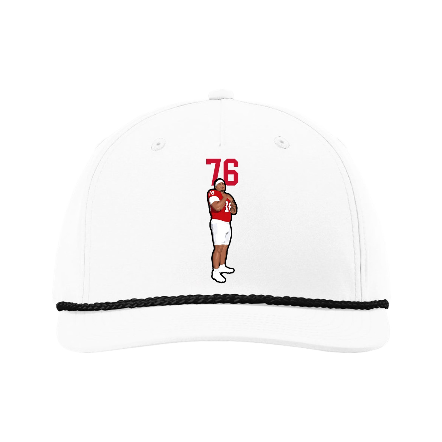 Five-Panel Classic Rope Cap — Number Top in White