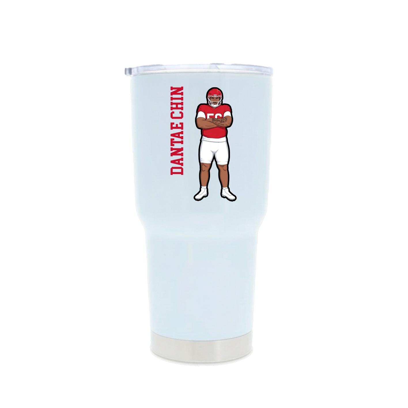 30oz Stainless Steel Tumbler — Name Vertical in White