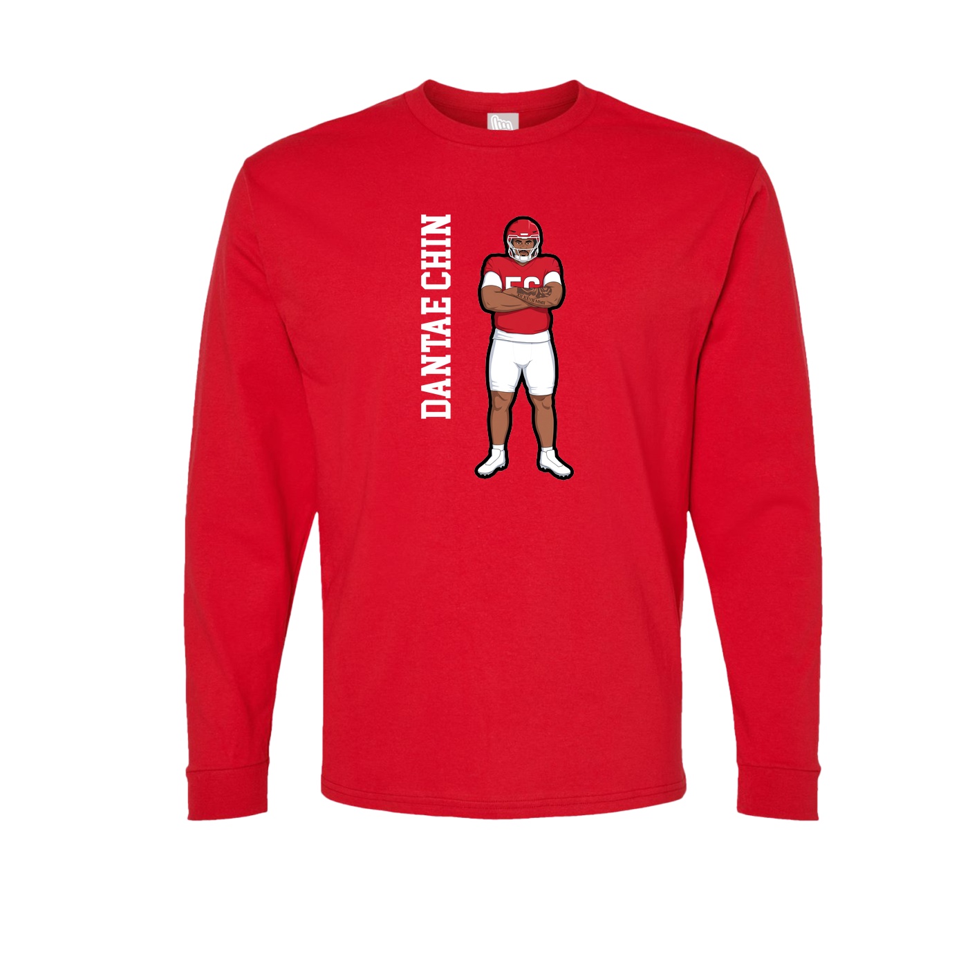 Long Sleeve Tee — Name Vertical in Red
