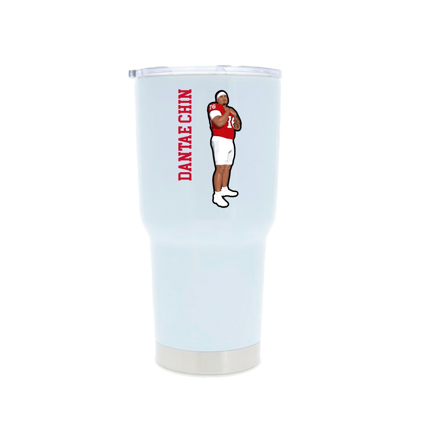 30oz Stainless Steel Tumbler — Name Vertical in White