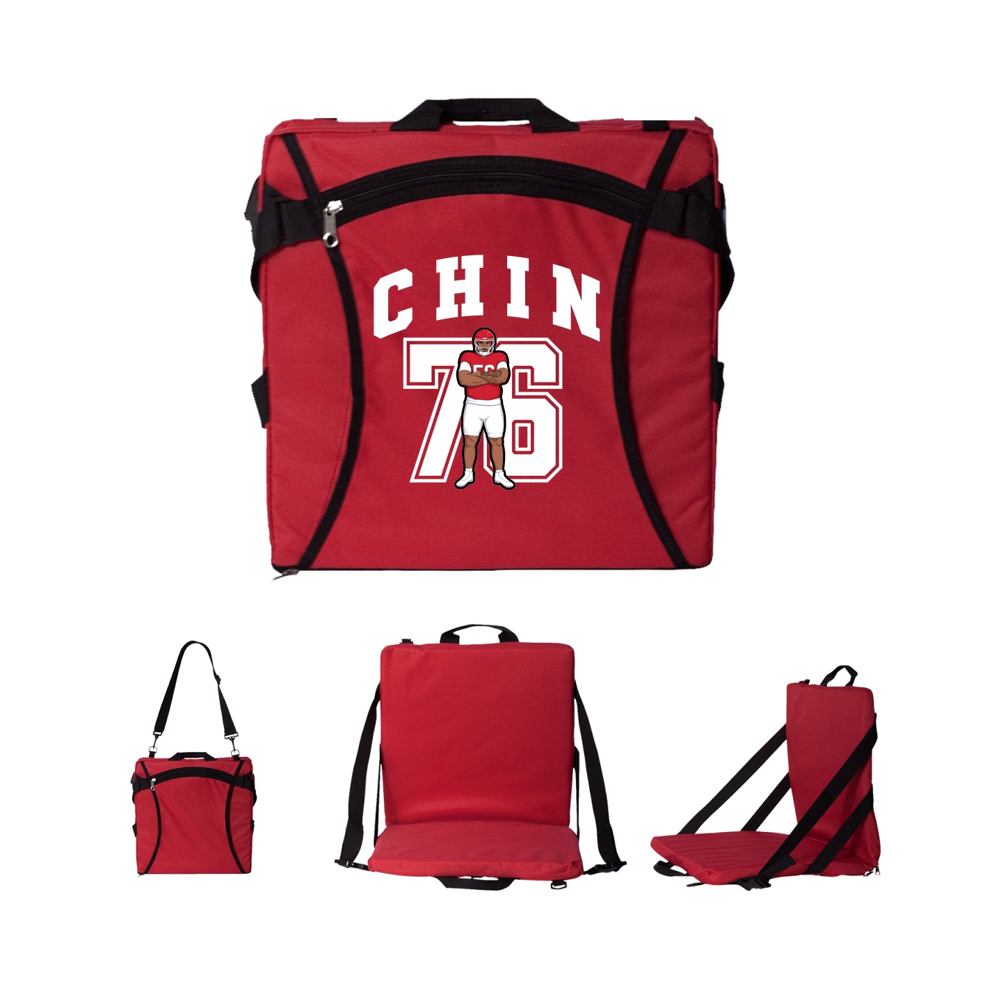 Folding Stadium Seat — Number in Red