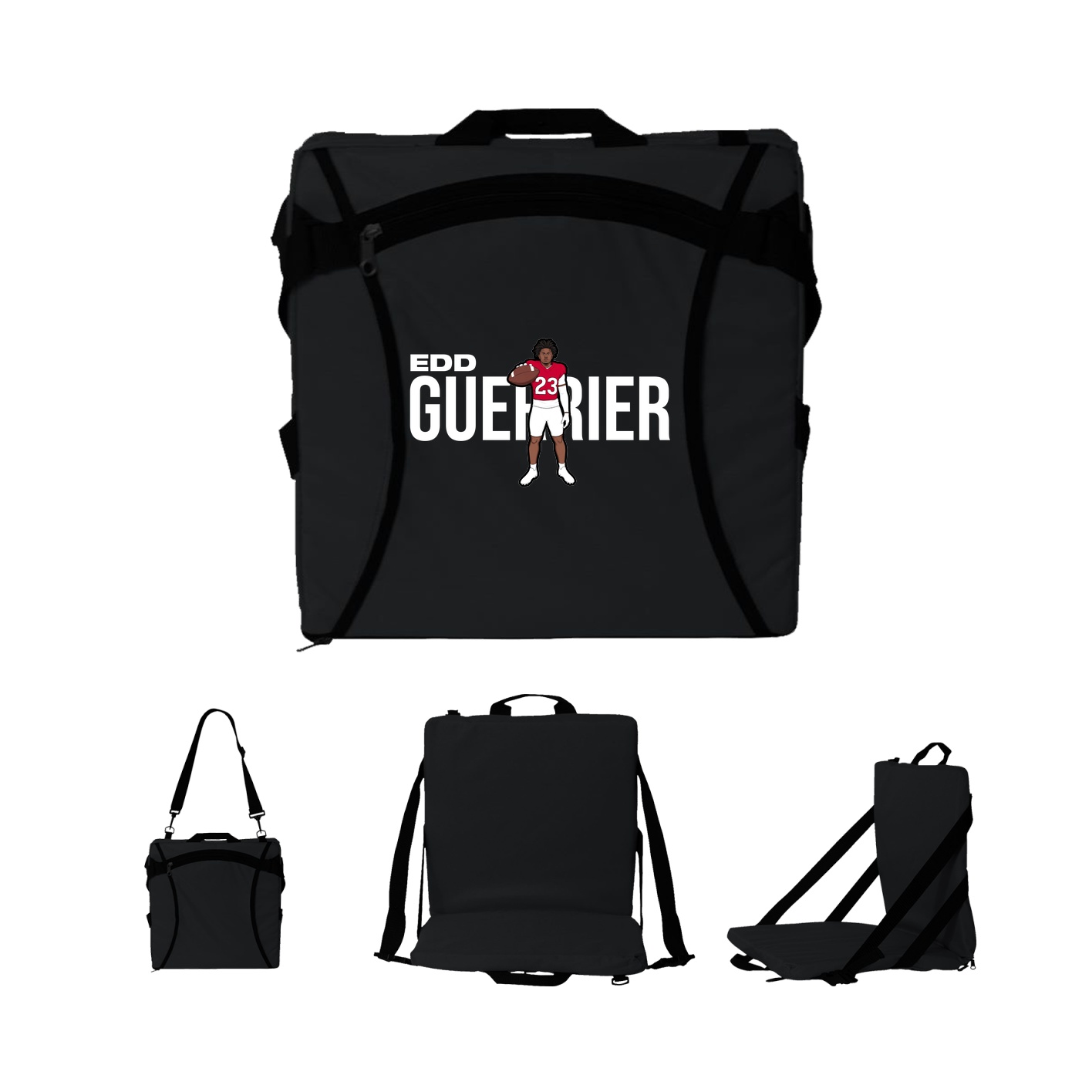 Folding Stadium Seat — Player Name in Black