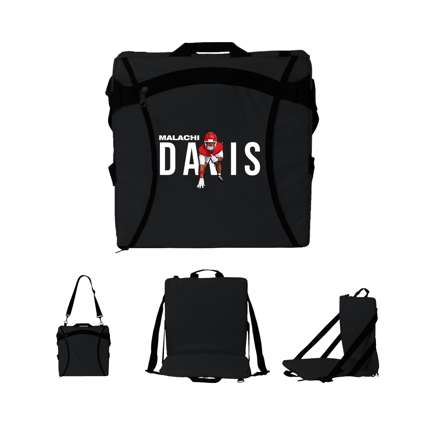 Folding Stadium Seat — Player Name in Black