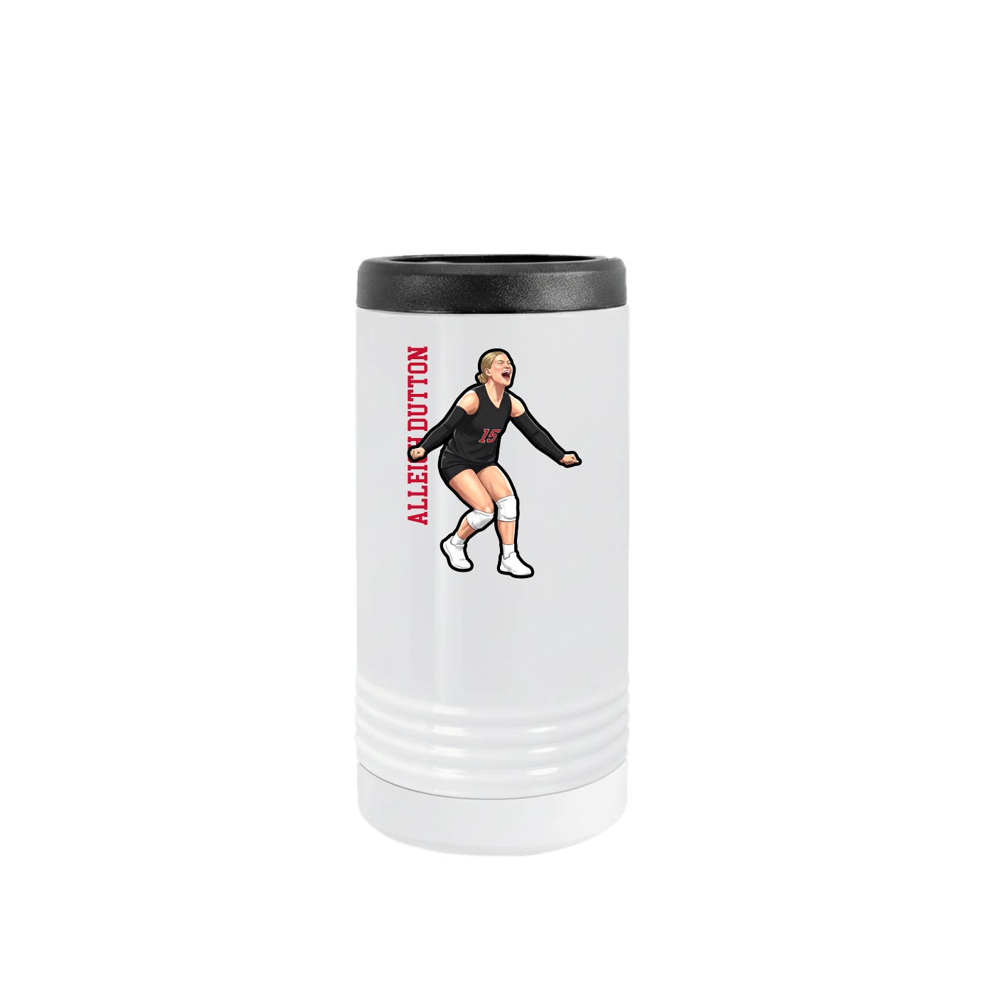 Slim Beverage Holder — Name Vertical in White