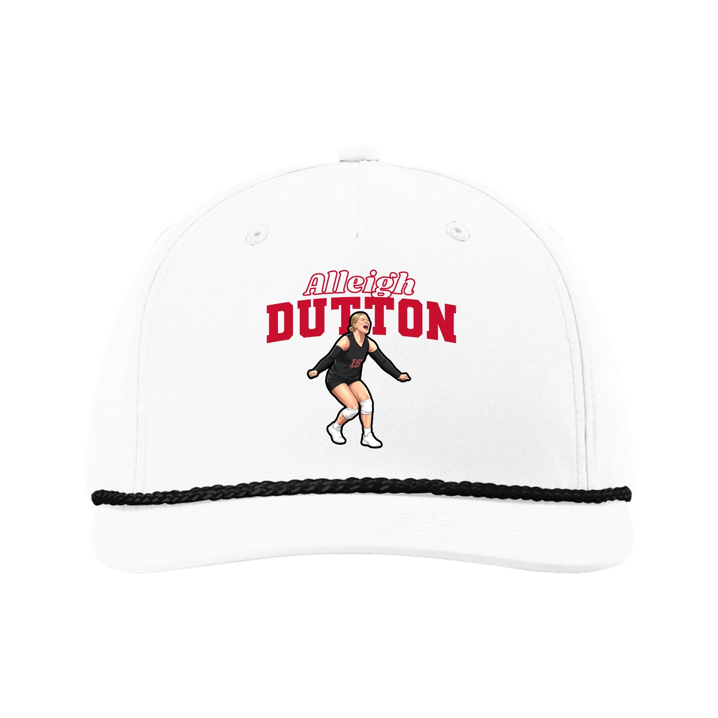 Five-Panel Classic Rope Cap — Name Arch in White