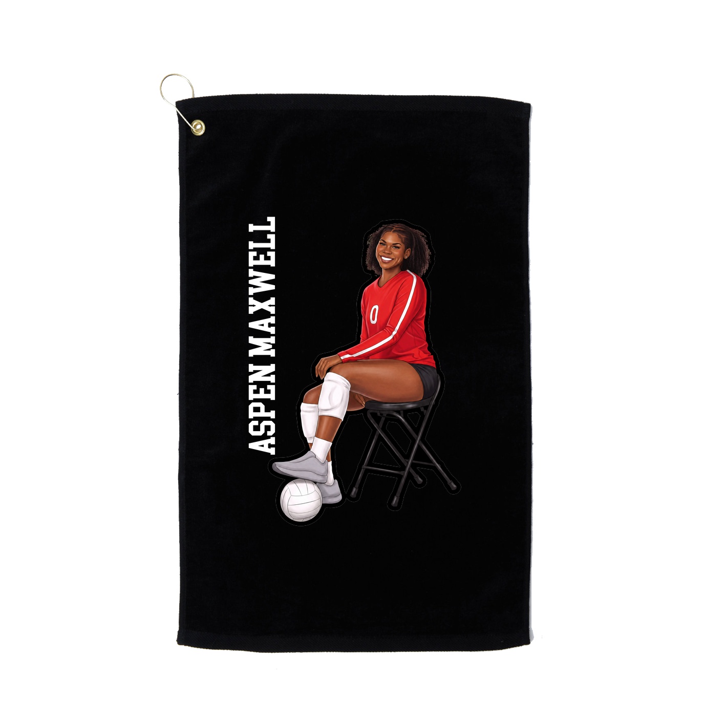 Golf Towel — Name Vertical in Black