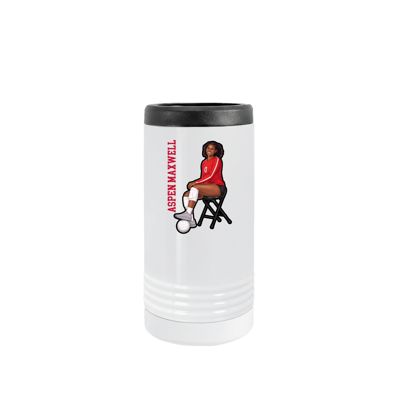 Slim Beverage Holder — Name Vertical in White