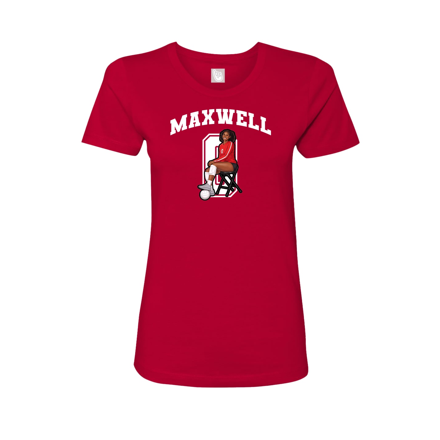 Fitted Women's Tee — Number in Red